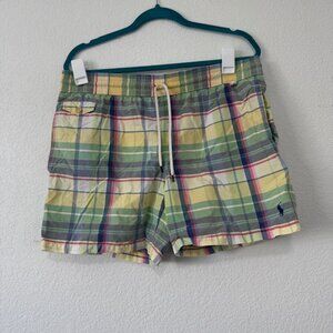 Polo Ralph Lauren Mens Multicolor Plaid Bathing‎ Suit Swim Trunks size M EUC